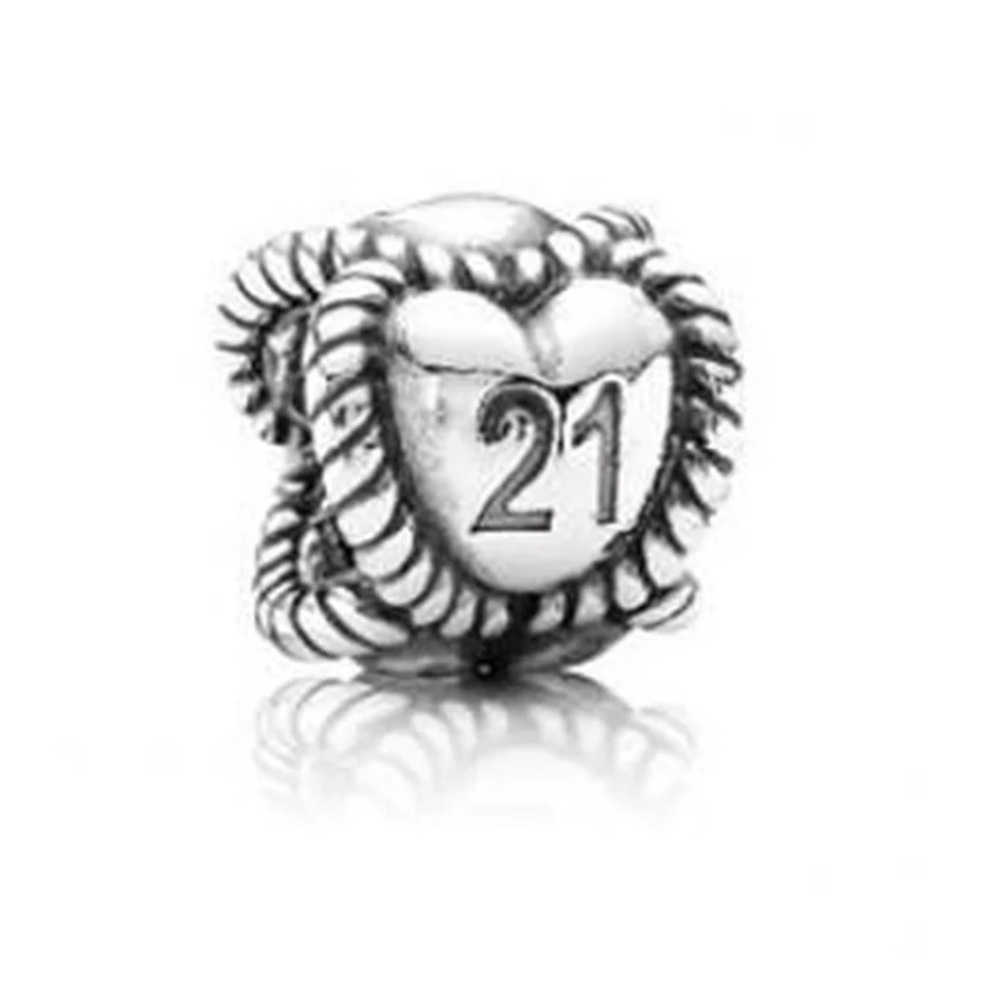 Authentic Pandora Retired ‘21’ Birthday S925 Ale Sterling Silver Charm